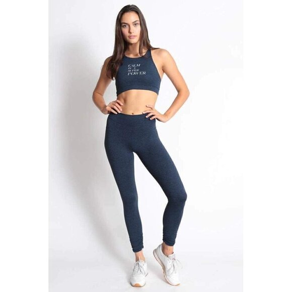 Good hYOUman Brooke Woman's Sz S Blue Heathered Ruched Leggings - Picture 1 of 7